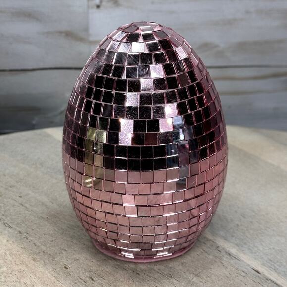 Easter Disco Table Top Eggs Mirror Pastel 3 Egg Set Pink Blue Yellow New Glitter - Picture 9 of 10